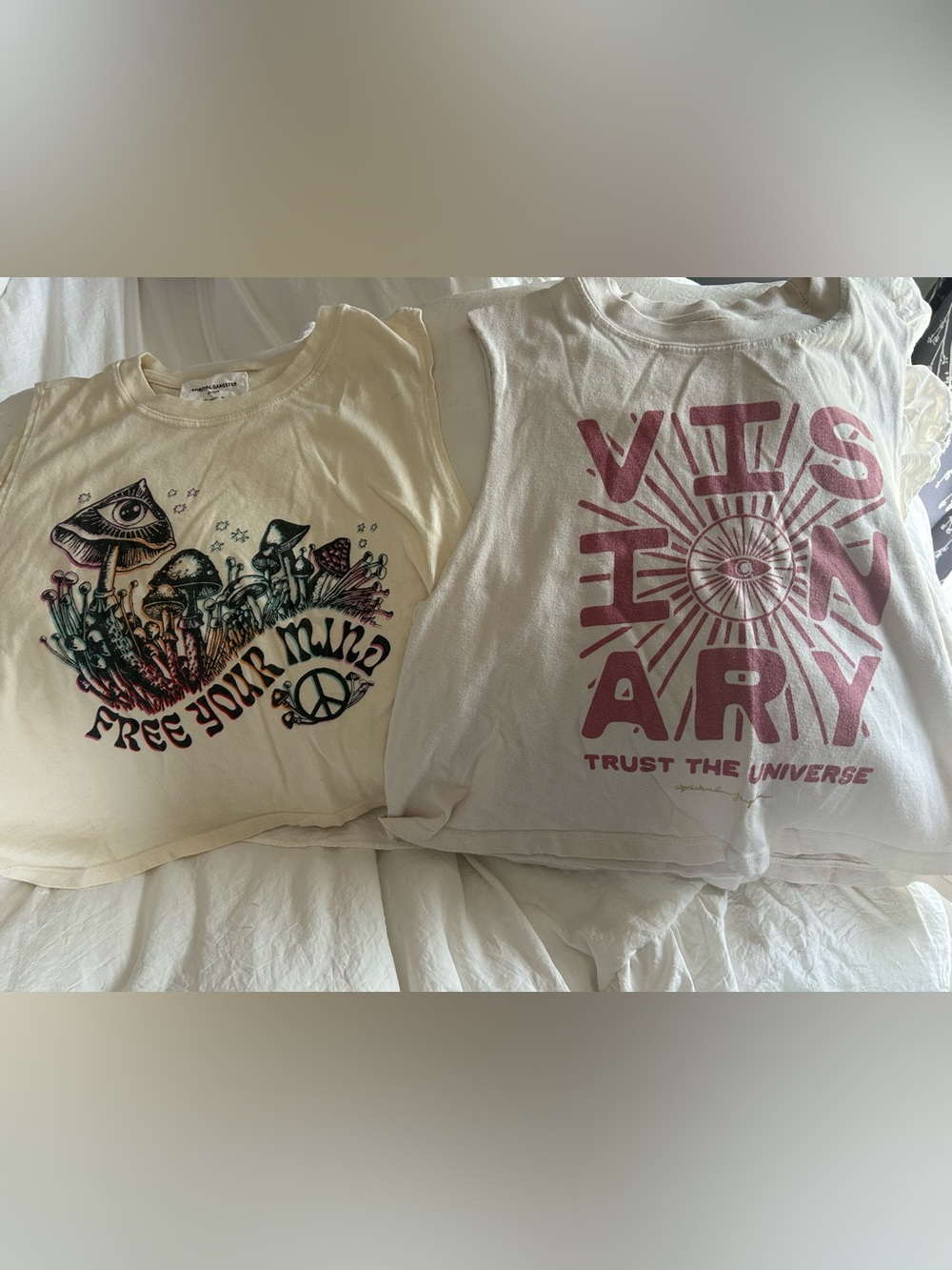 FIVE Spiritual Gangster Graphic Crop, Cut-off Tank Tops. Workout, 4-med, 1-larg - Picture 5 of 12